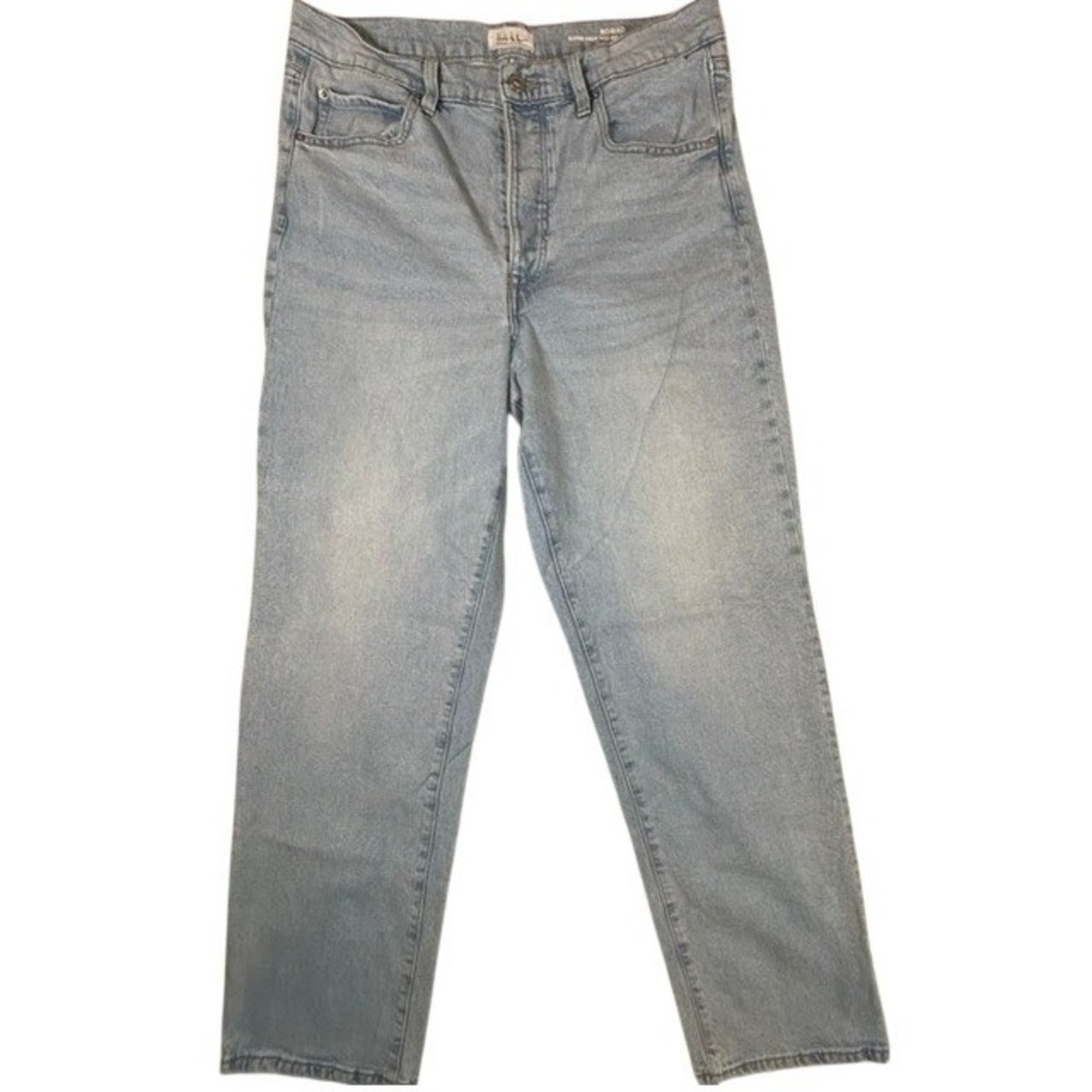 Nicole Miller Nomad Super High Rise Relaxed Straight Button Fly Jeans Stretch 12